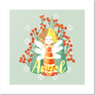 Christmas angel painting Posters and Art